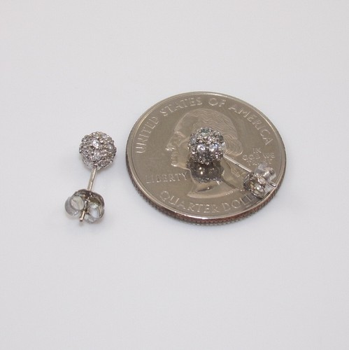 NUOVI orecchini a perno in argento sterling 1/4 ct zirconi trasparenti sfere a grappolo - Foto 3 di 4