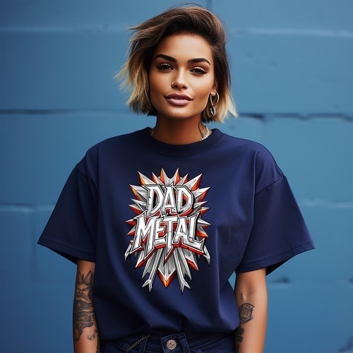 Dad Metal Shield Funny T-shirt - Unleash the Dad Metal Power! 100% Cotton, Funny - Picture 8 of 46
