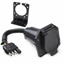 Flat 4 Pin to 7 Way Blade RV Trailer Plug Adapter Tow Truck Light Wire Connector