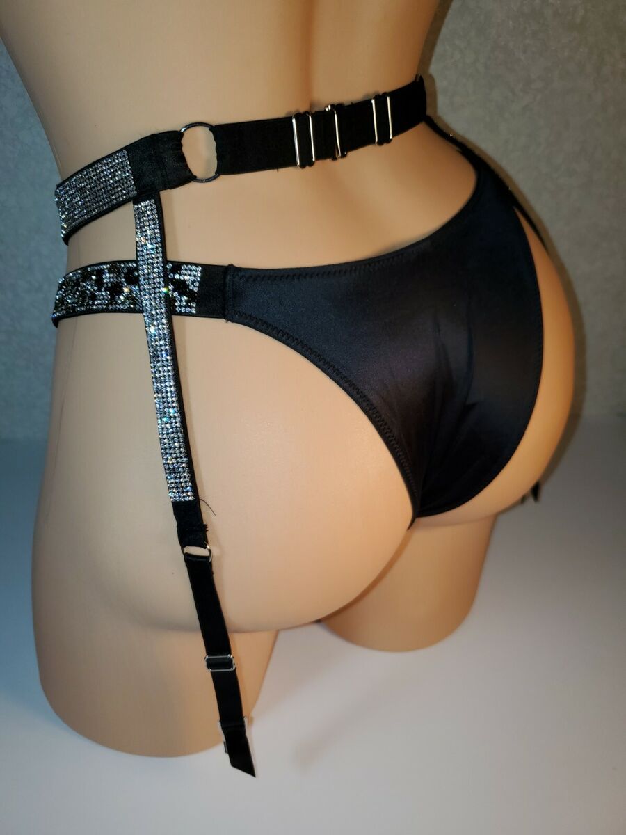 Victoria's Secret Very Sexy Shine Strap Brazillian Panty and Garter Belt Set
