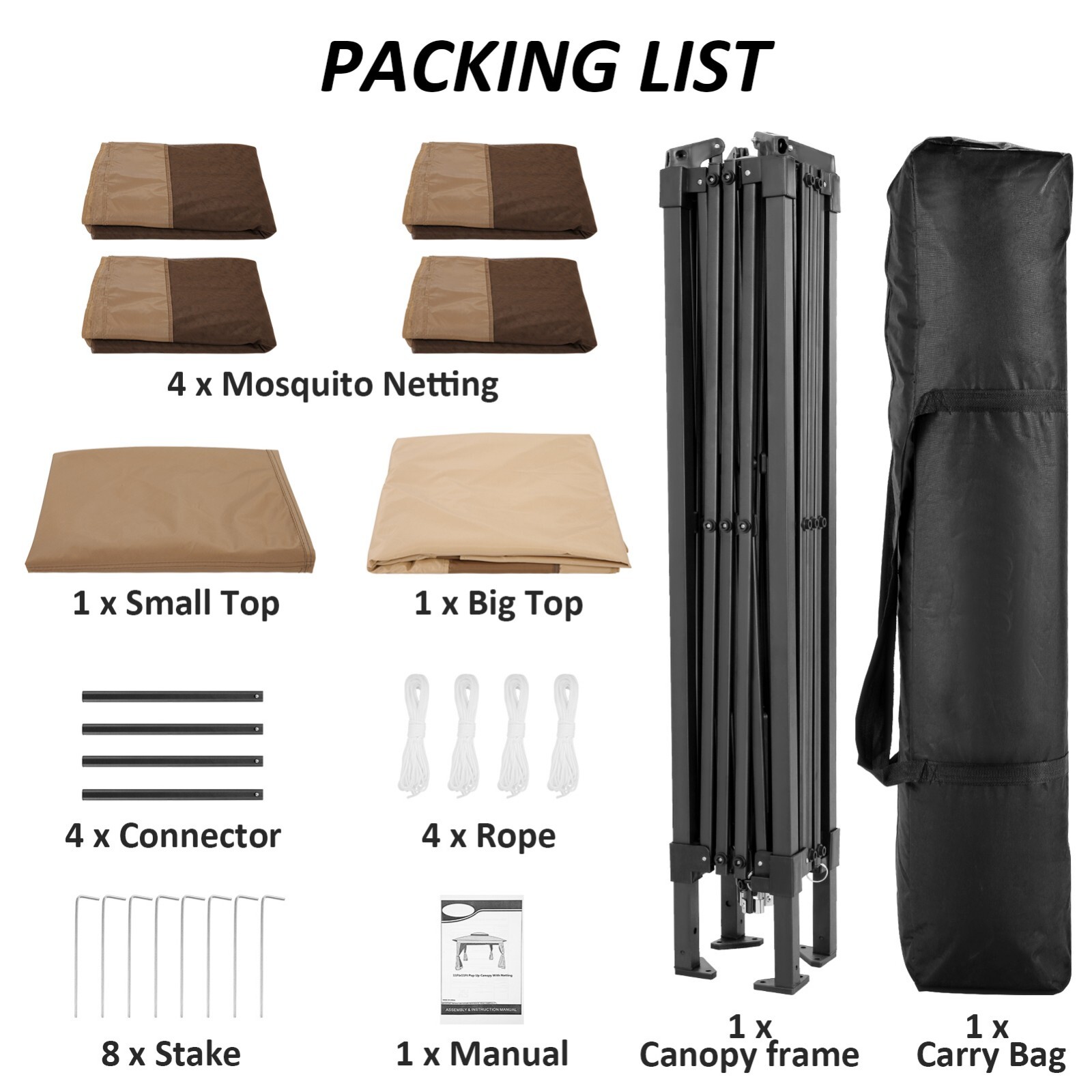 Outdoor Gazebo 11x11 12x20 Heavy Duty Canopy Patio Tent with Mosquito Netting