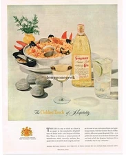 1955 SEAGRAM'S Golden Gin Steamed Clams Mussels Lobster Claws VINTAGE Print Ad