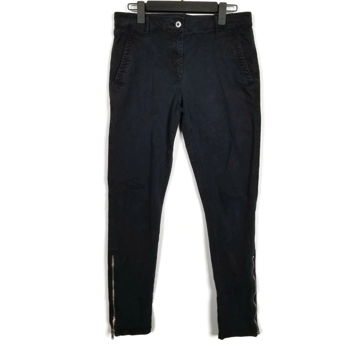Khakis By Gap Black Super Skinny Ankle Zip Chino Pants Womens 6