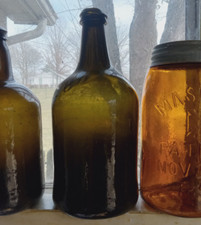 1760s EARLY FREE BLOWN BLACKGLASS MALLET RUM LIQUOR BOTTLE ROUGH PONTIL CRUDE