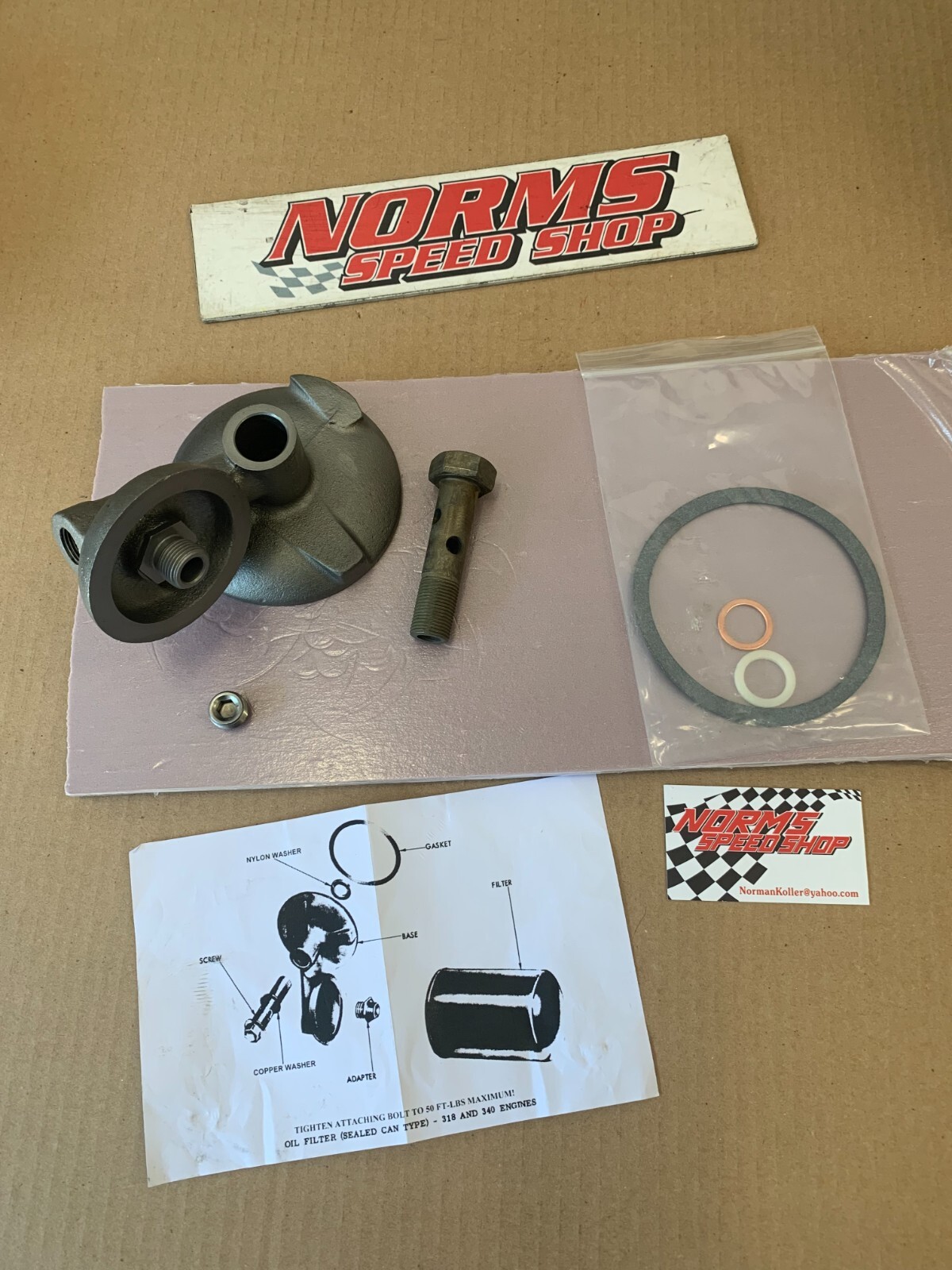 Mopar 318 340 360 90 Degree Oil Filter Adapter Mount Plymouth Dodge