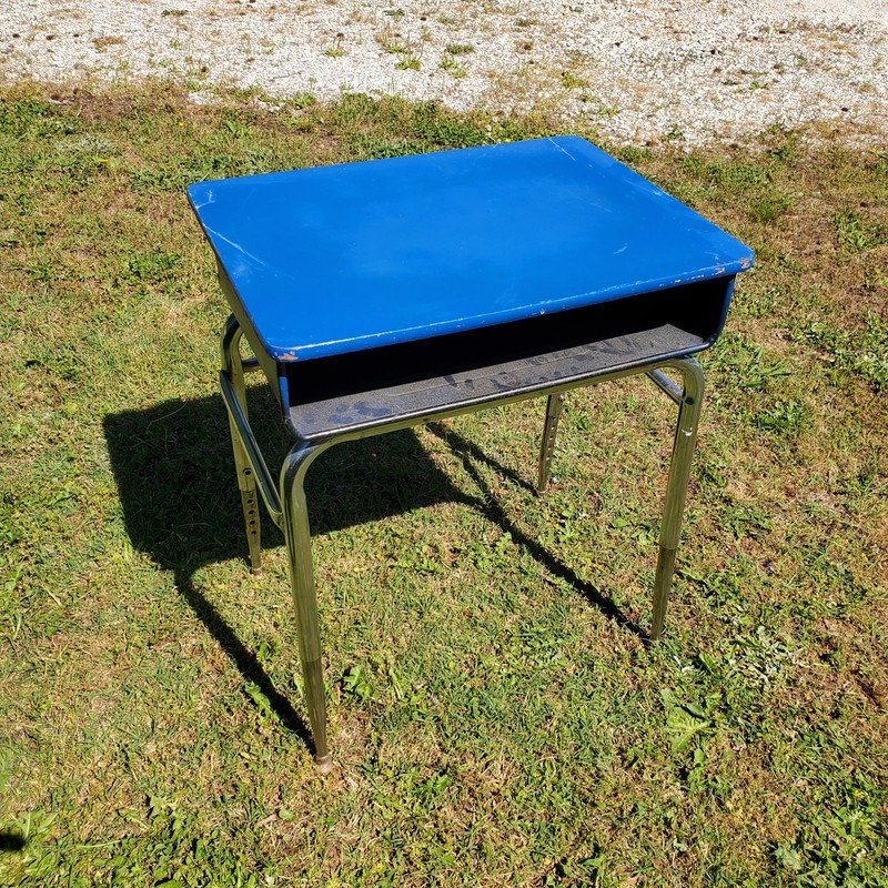 Wood Top (painted) Metal Legged School Desk