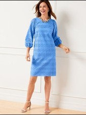 Women’s Eyelet Shift Dress in Blue Size 16
