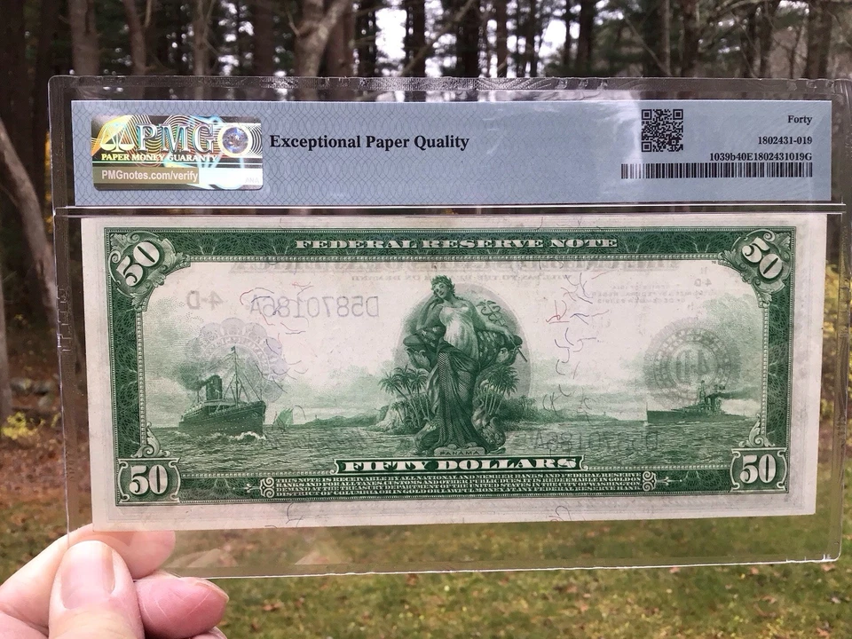 $50 1914 Federal Reserve Note CLEVLAND PMG 40 Extremely Fine White/Mellon - Image 4 of 4