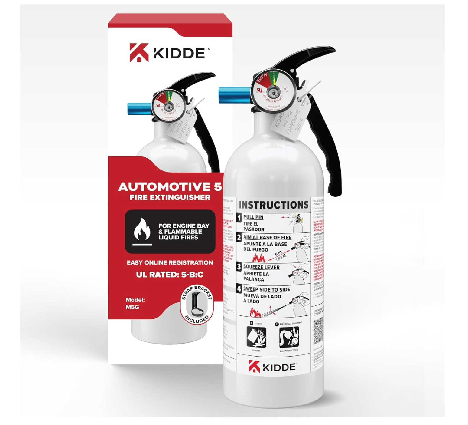 Kidde Auto Fire Extinguisher, UL Rated 5-B:C, Model KD61-5BC 1 pk for Vehicles