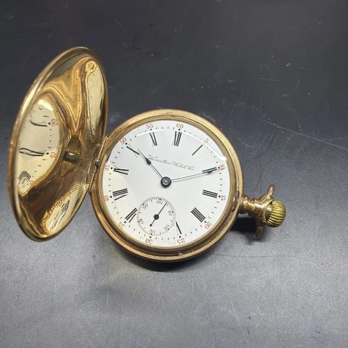 Antique 18s Hamilton Pocket Watch Hunting Case Working Condition