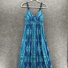 Enfocus Studio Dress Womens 4 Blue Geometric Maxi Long Boho Cottagecore Peasant