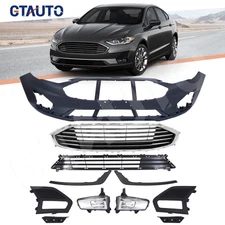 For 2019 2020 Ford Fusion Front Bumper Cover Upper Lower Grille Fog Light&Covers