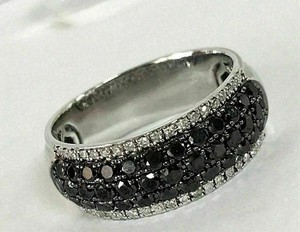 Authentic 1.5Ct Round Cut Lab Created Diamond Half Wedding Band Ring 14K White Gold Plated