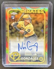 2024 Topps Gilded Nick Gonzales Chrome Gold Auto RC Rose Gold-Gold #/25