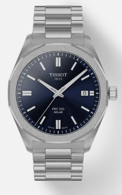 Tissot PRC 100 Solar Quartz 39mm Blue Dial Stainless Watch T151.422.11.041.00