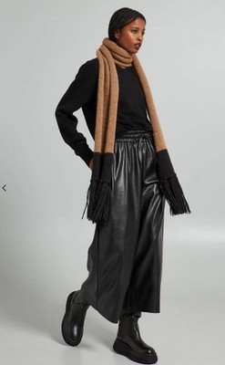 NEU Max Mara schwarz-braun zweifarbiger Alpaka- und Wollschal Sciarpa braun nero