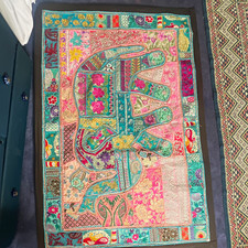 Multicolour Patchwork Elephant Animals Theme Rectangular Area Rug