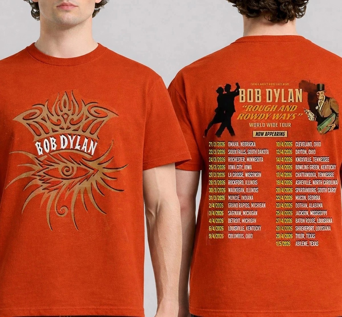 TUNING ROOM BOB DYLAN&RストーンズTシャツ L Bob Dylan Rough And Rowdy Ways Tour 2026 T-Shirt AN70712 | eBay