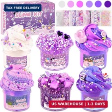 6 Pack Slime Kit, Purple Dream Slime Kids, Cloud Butter Clear Slime, Party Fav