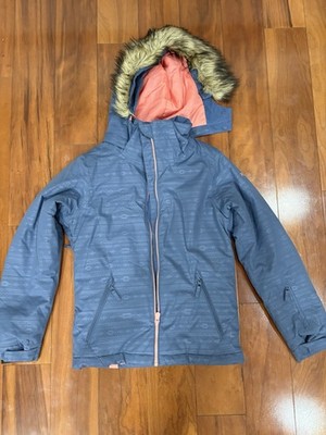 ROXY Girls Ski Jacket Blue/Pink Hood(size in description)