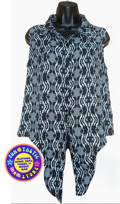 WOMENS SLEEVELESS TOP BLACK WHITE Crochet V Applique Back. Sz L 11/13. BLOUSE 