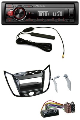 Pioneer MP3 DAB 1DIN AUX USB Car Stereo for Ford C-Max Kuga Piano Finish Black