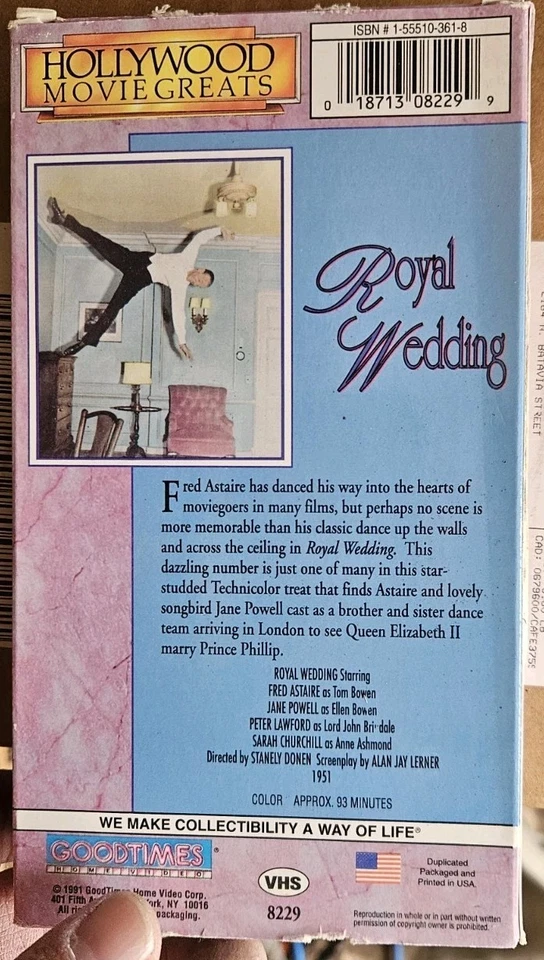 Royal Wedding VHS 1991 Fred Astaire Jane Powell Hollywood Movie Greats Estate  - Image 3 of 3