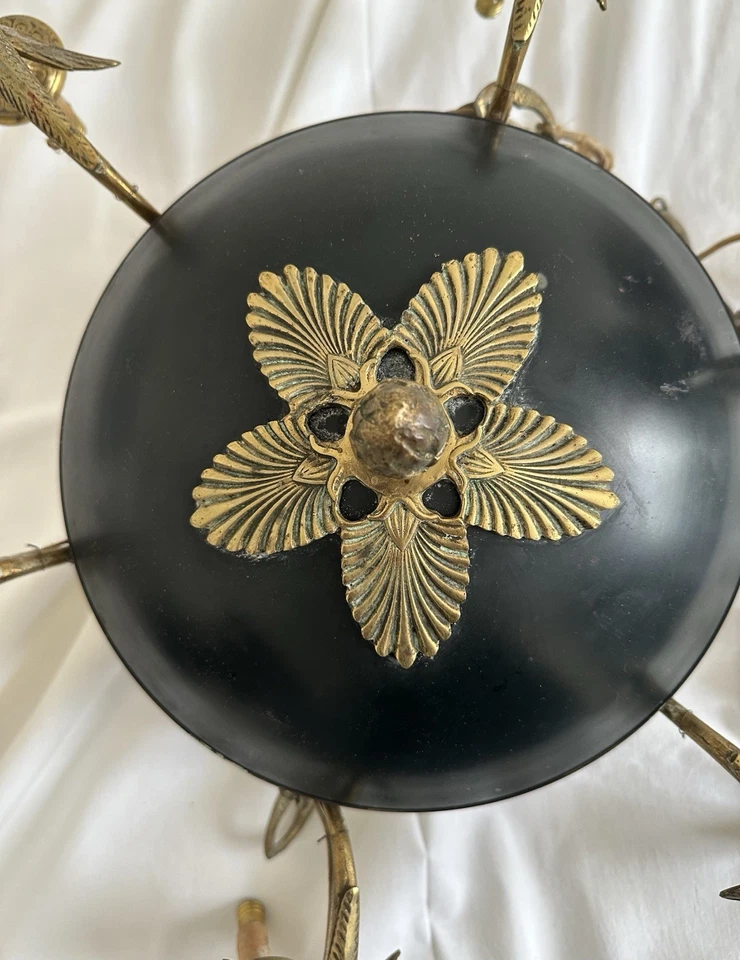 lustre style empire Napoleon III . Bronze métal doré . 6 lumiéres - Photo 2/4