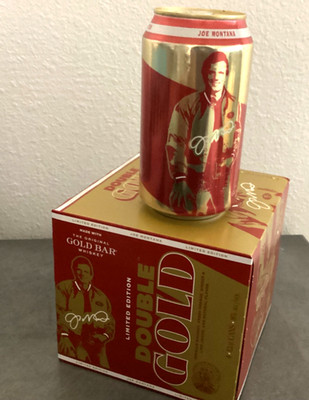 JOE MONTANA Gold Bar Whiskey Empty BOX & Empty CAN 49ers Limited Edition