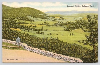 Draper Valley Scenic View Pulaski VA  Linen Postcard