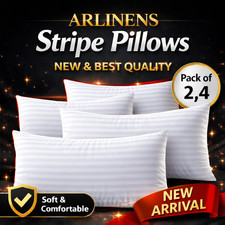 Stripe Pillows 2x 4x Pack Hotel Quality Bounce Back Deep Filled Pillows 29x19''