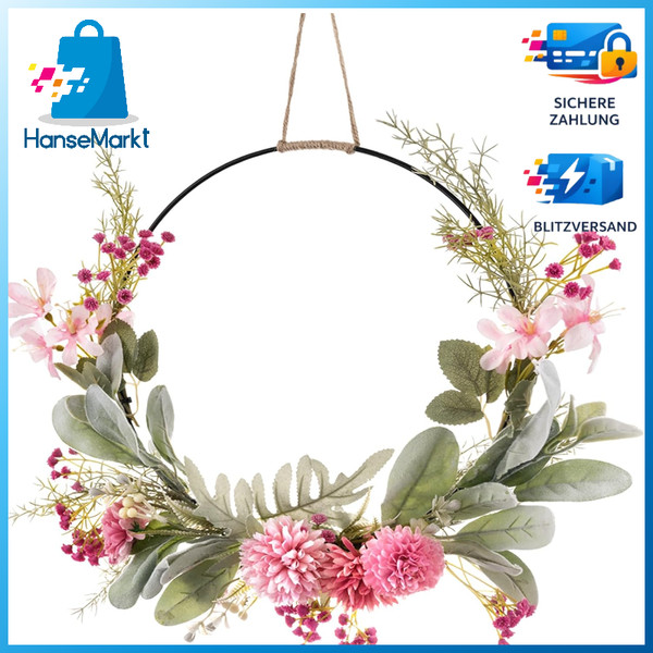 TüRkranz KüNstliche Blumen Girlande Metall Deko Ringe FüR Herbst Hochzeit-image