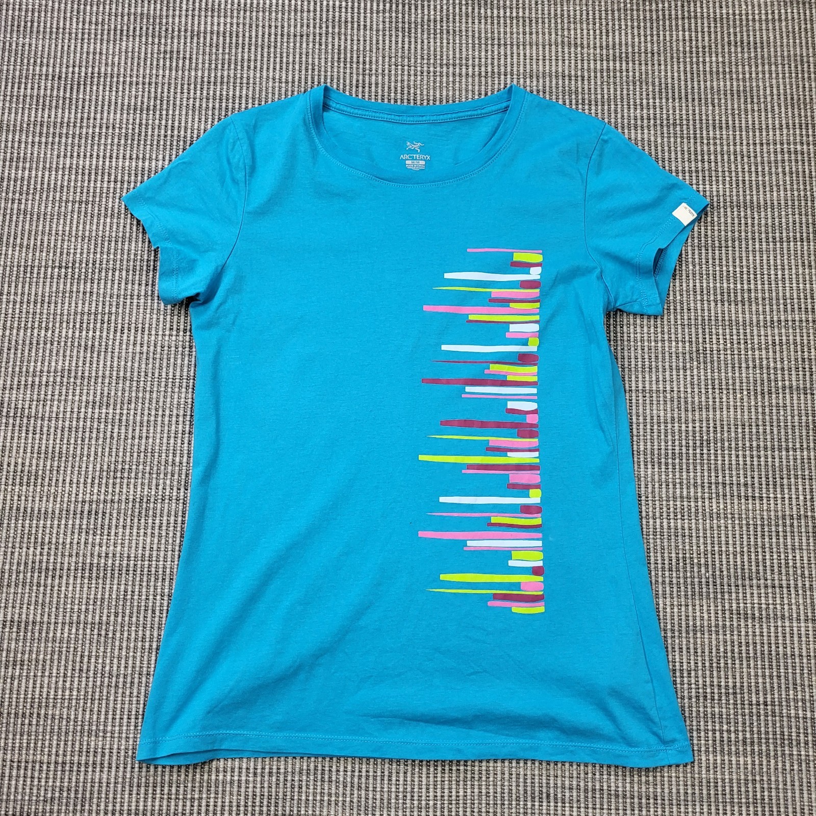 Arc'teryx T Shirt Donna Blu Medio Cotone Logo Fossile