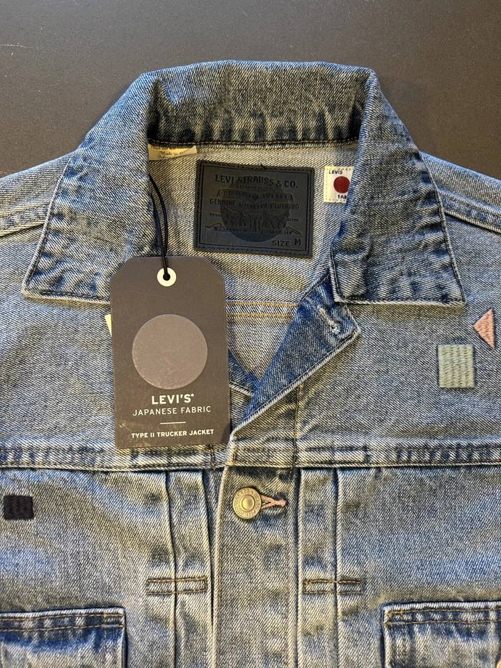 Levi's Made in Japan Type II Trucker Jacket Embroidered Denim Women's Size M NEW - Image 3 of 4