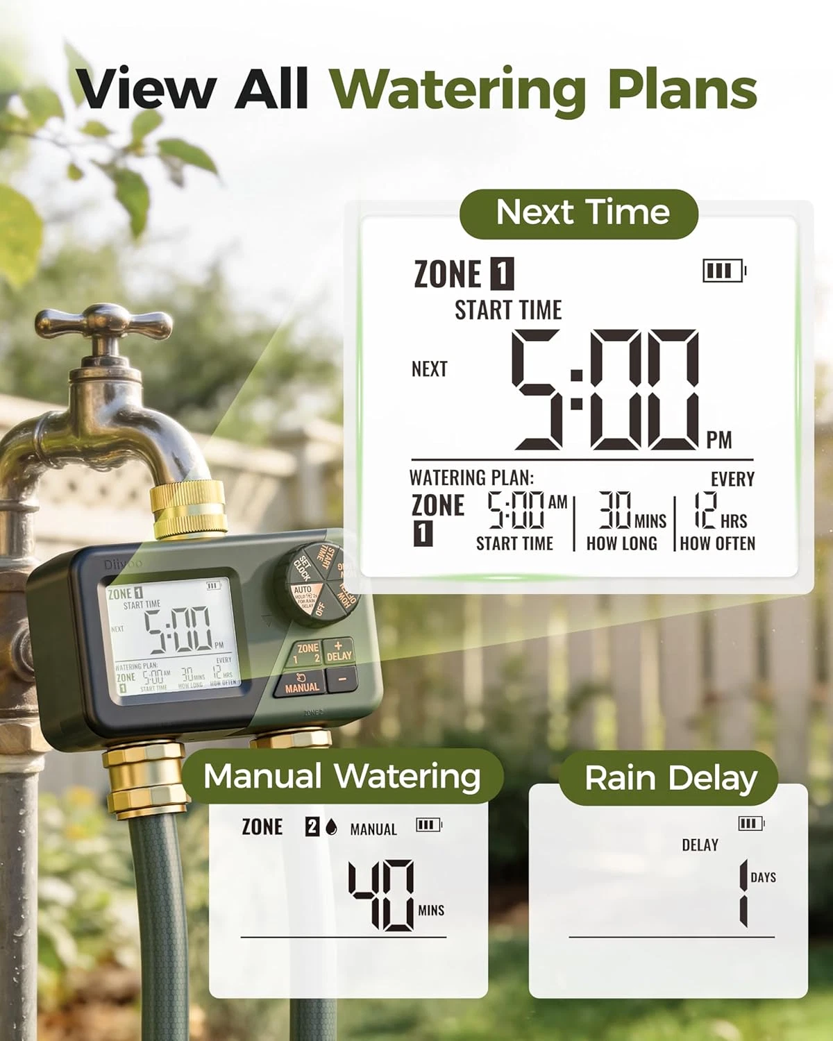 Heavy Duty Brass 2-Zone Programmable Sprinkler Water Timer