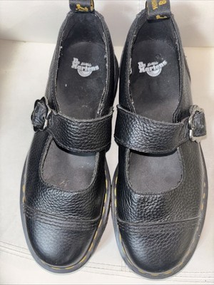 Dr. Martens Addina Flower Mary Jane Black Leather Platform Shoes Women s US 9