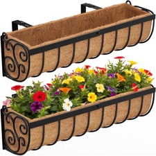 Railing Planter Boxes, 24 Inch Window Boxes Planters, Balcony Planters with Adju