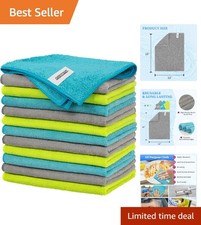 Durable 12-Pack Microfiber Cloths for Streak-Free Cleaning - Perfect for All