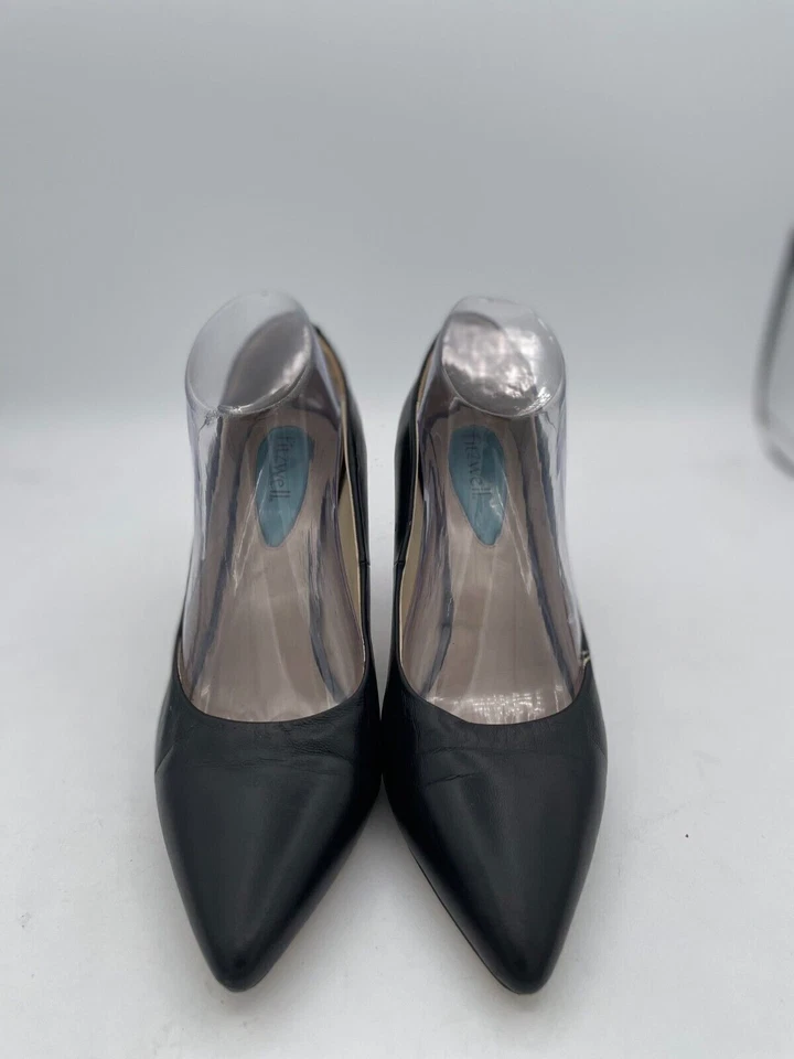 Zapatos de tacón Fitzwell de cuero para mujer talla 8 negros punta de aguja sin cordones Foto 2 de 4