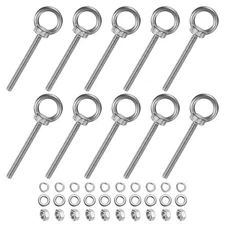 10-Sets Stainless Eyebolt M6x69mm Shoulder Lifting Eye Bolt with Nuts Washers
