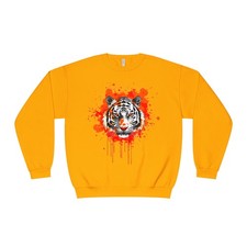 Sudadera de arte callejero cara de tigre salpicaduras de pintura cuello redondo algodón mezcla de polietileno top