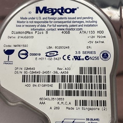 MAXTOR DiamondMax Plus 8 Internal Hard Drive - 40 GB ATA/133 HDD