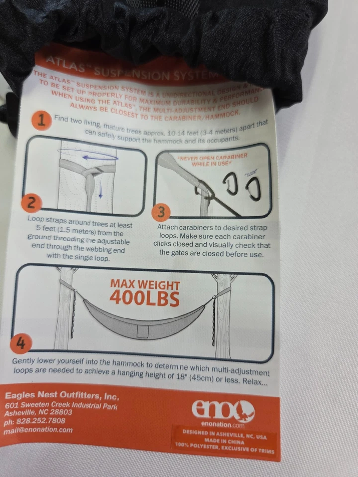 Correas para hamaca ENO Atlas 30 puntos de fijación 400 libras fuerza amigables con los árboles Foto 4 de 4