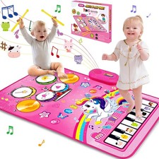 Musical Baby Mat for 1 Year Old Girls - 3 in 1 Piano Drum Toy