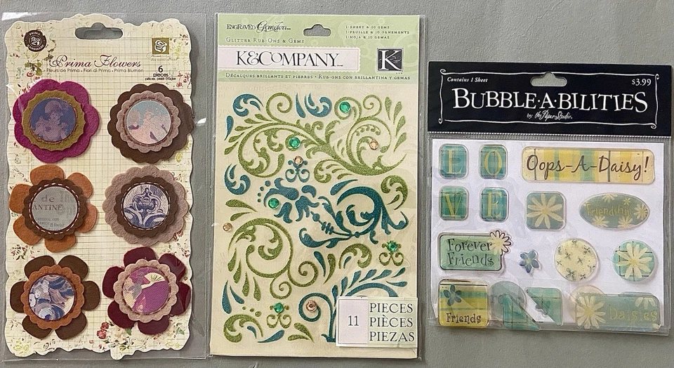 Lot of Flower Scrapbook Card-making Stickers! Sticko, Prima, K & Co - Image 2 of 4