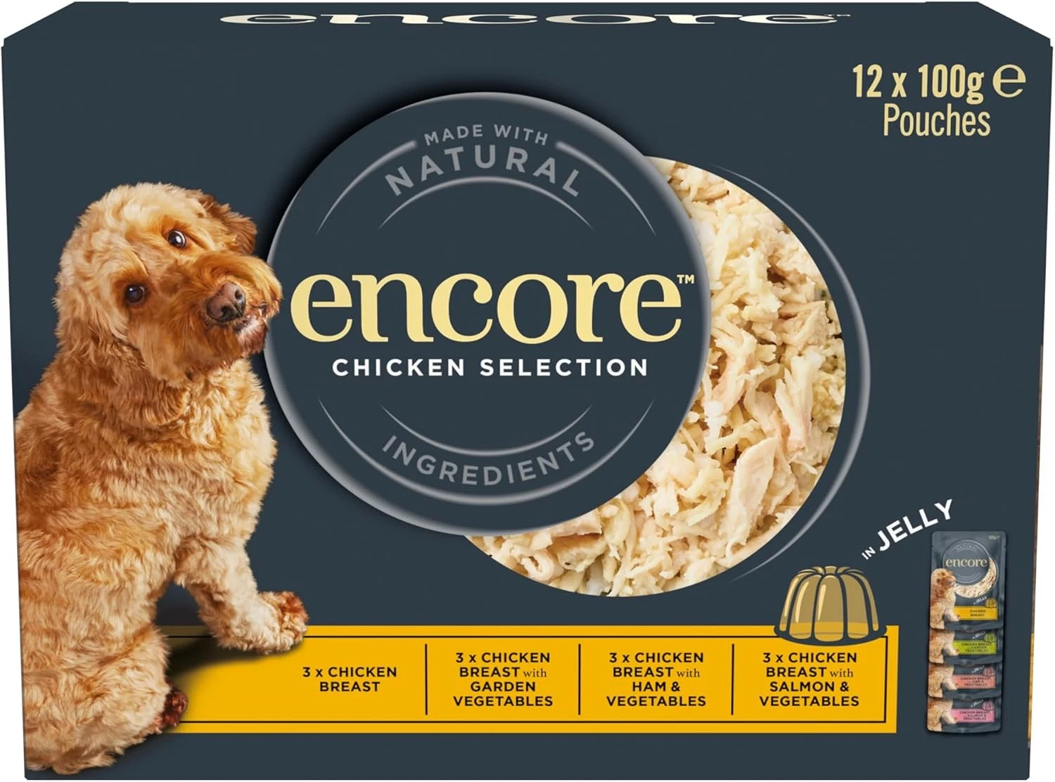 Encore Natural Adult Wet Dog Food Pouch, Chicken & Vegetabless Selection