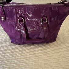 Coach Purple Satchel Top Handle Bag Logo Stitching Zipper Designer Women