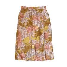 Tahari Tropical Linen Flax Midi Wrap Skirt Wo...
