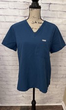 Figs Catarina Blue One Pocket Scrub Top Classic Fit Medical Work Wear Large