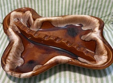 Vintage Mid Century Modern Ceramic Ashtray USA 70's Abstract Brown Please Read 